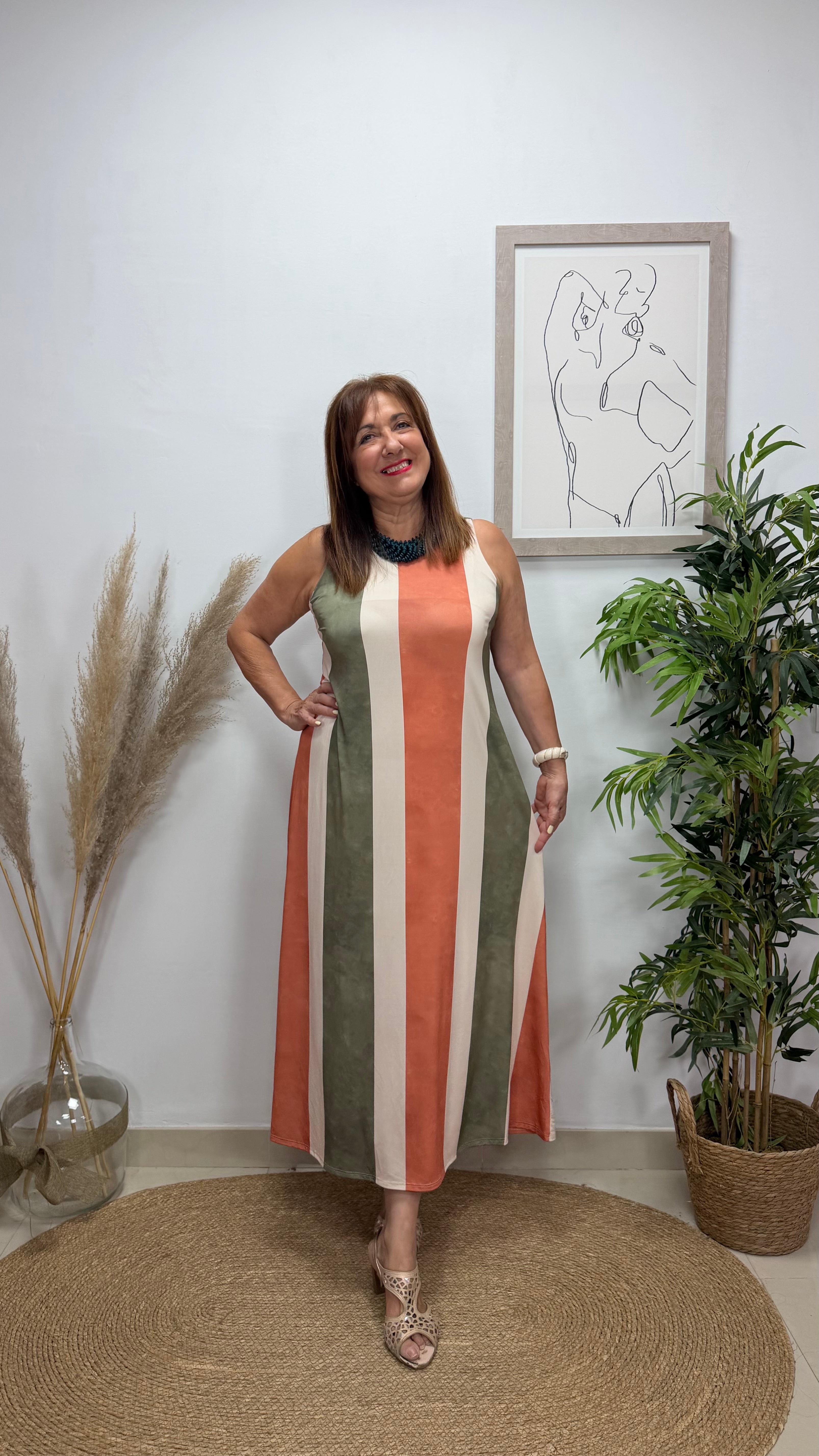 Vestido Nasha Naranja-Verde