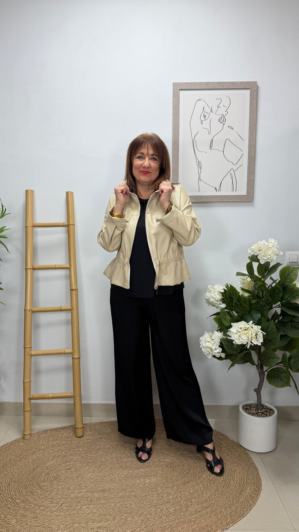 Cazadora Polipiel Beige