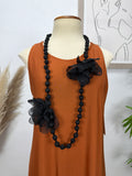 Collar Caramelo Flor Negro
