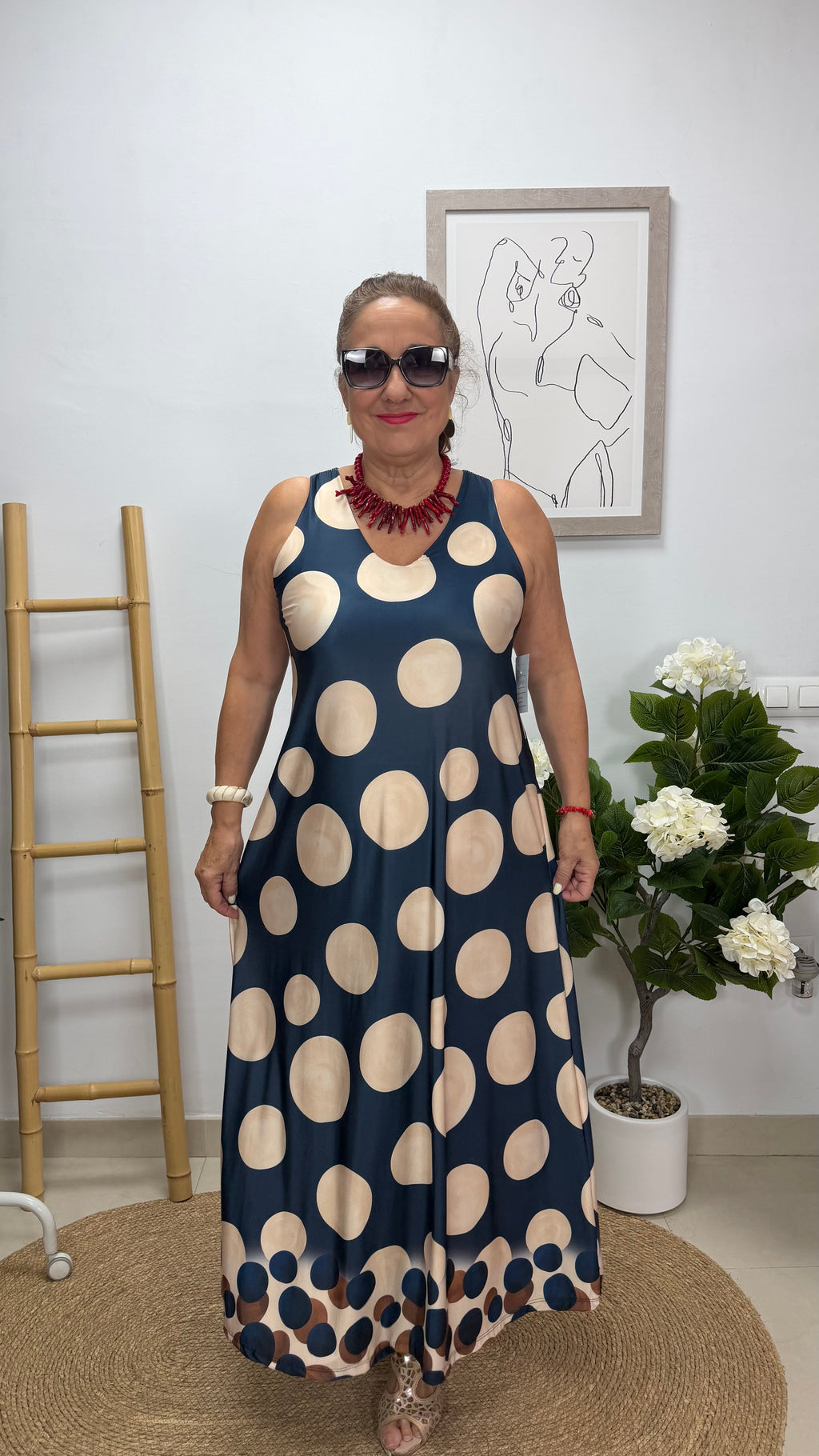 Vestido Elena Cuello Pico Azul