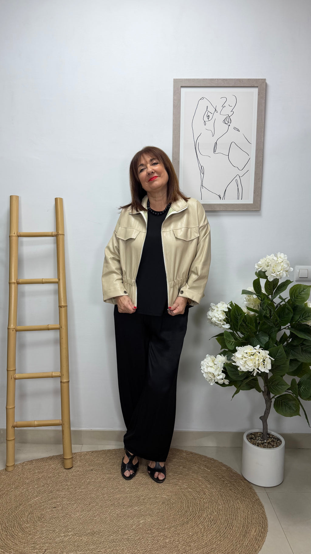Cazadora Polipiel Beige