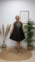 Vestido Corto Reyes Marrón