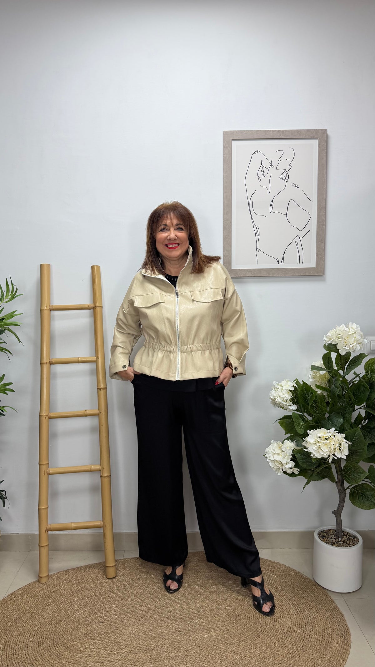 Cazadora Polipiel Beige