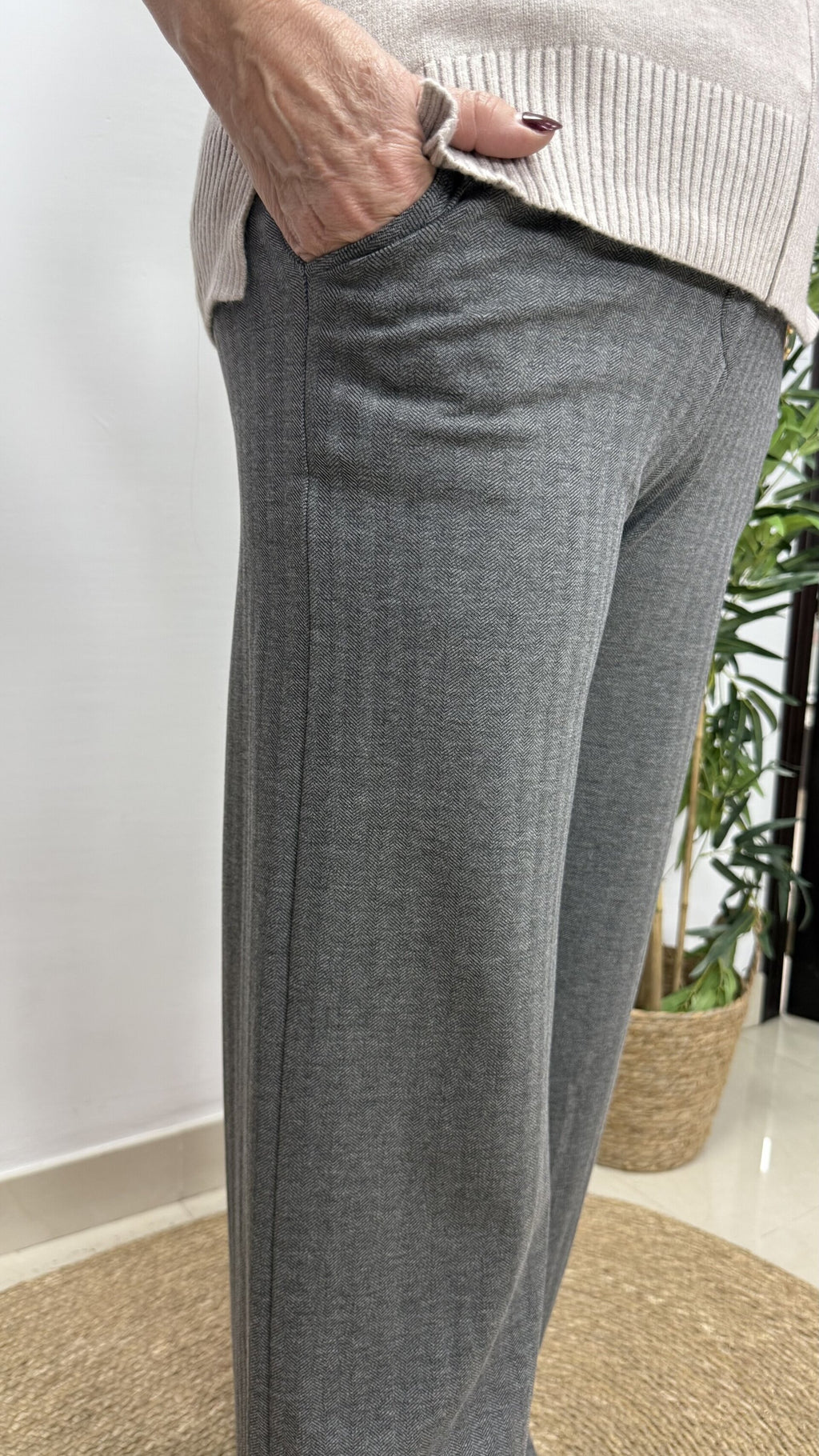 Pantalón Chino Espigado Gris Marengo