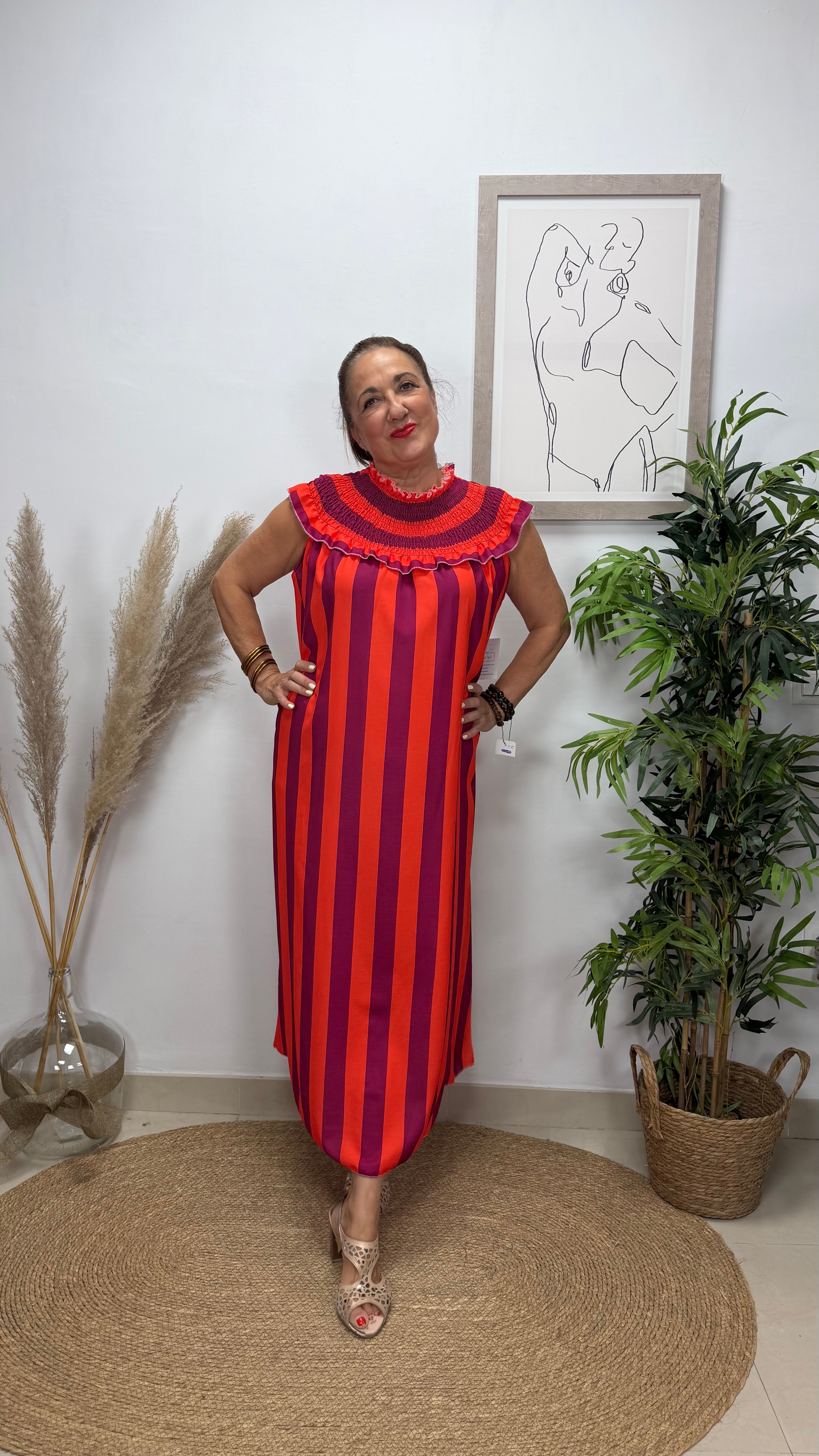 Vestido Rayas Naranja