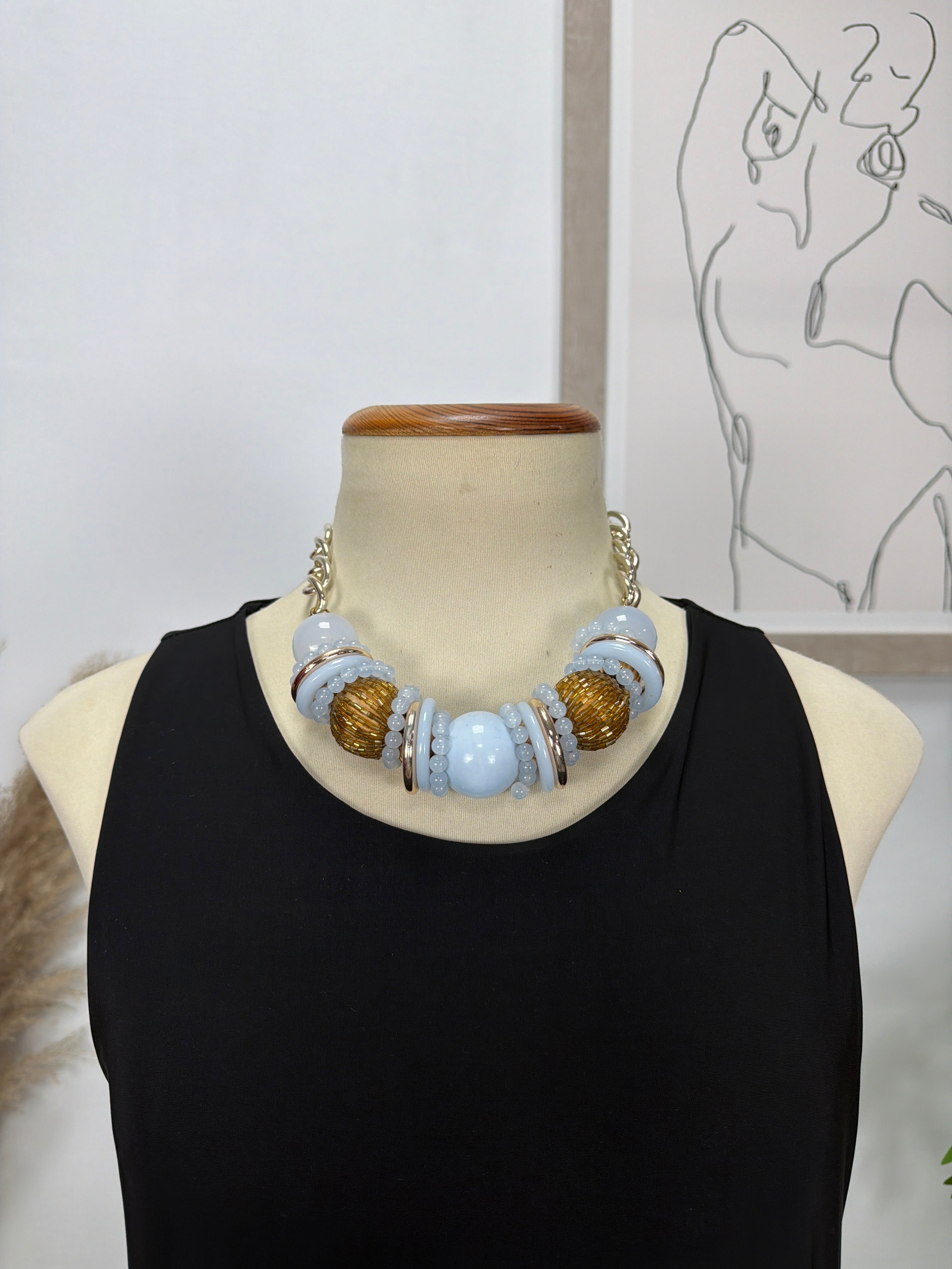 Collar Borlas Azul