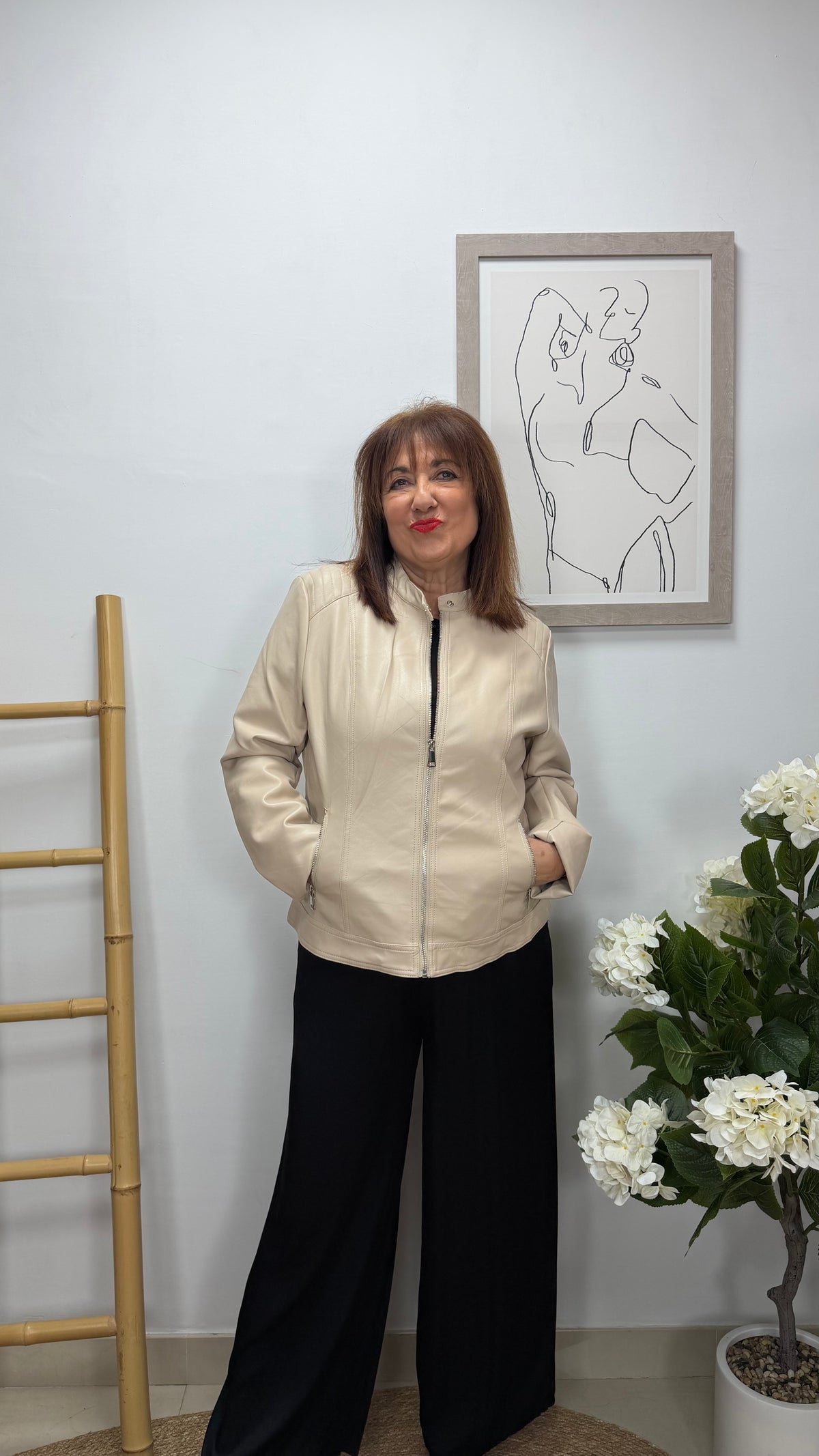 Cazadora Polipiel Forrada Beige