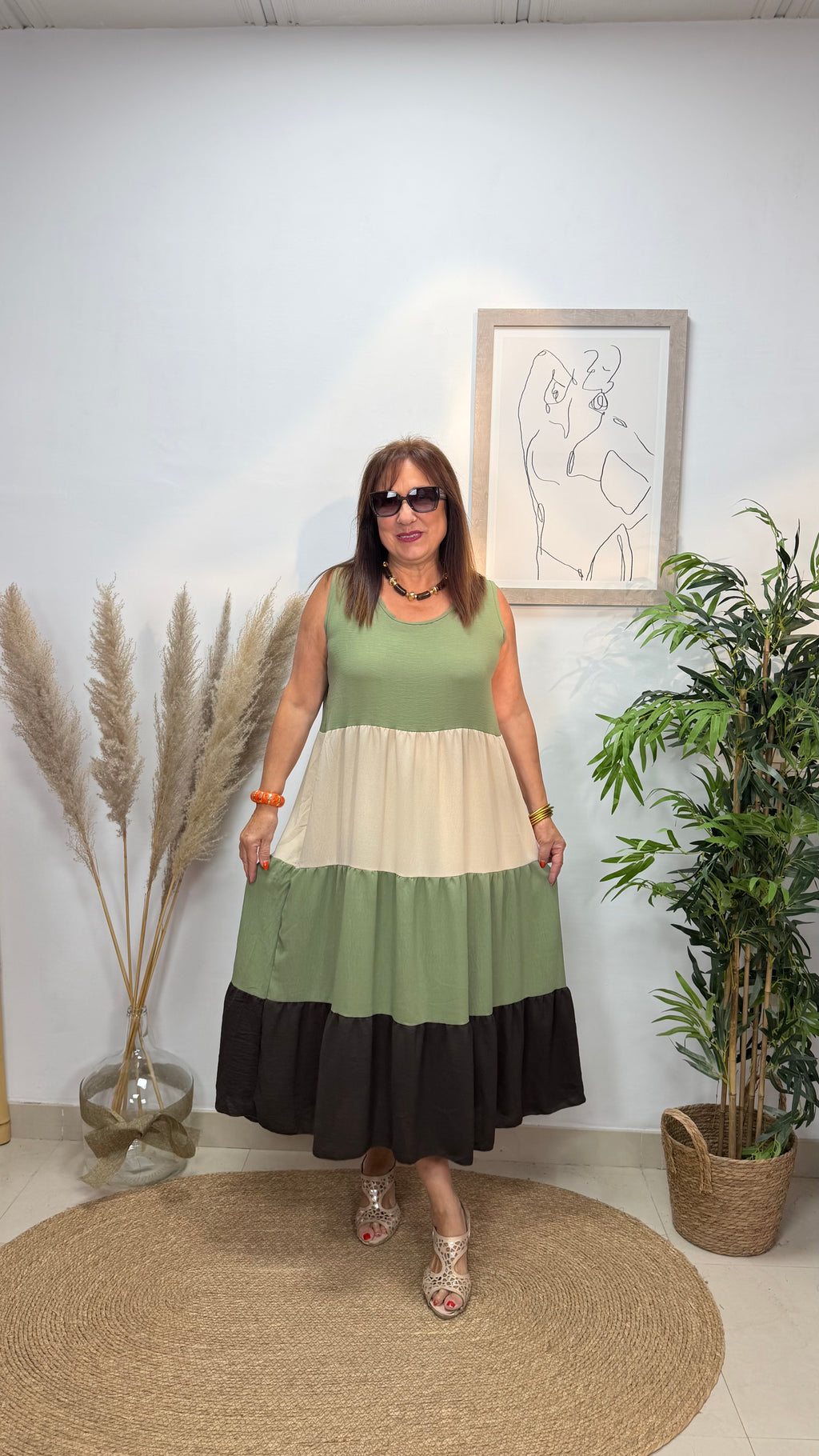 Vestido Volante Tricolor