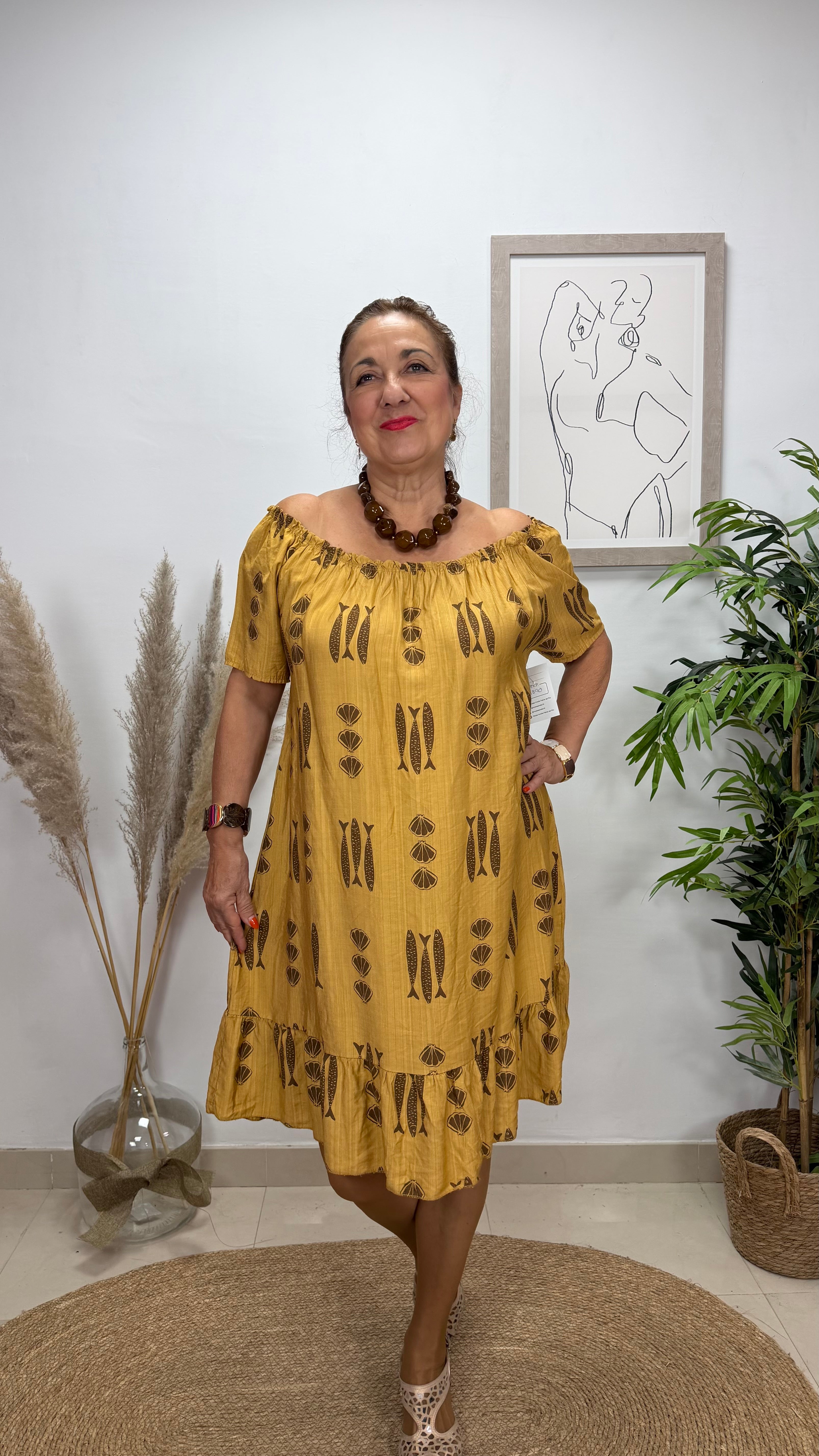 Vestido Corto Bambula Peces