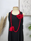 Collar Caramelo Flor Rojo