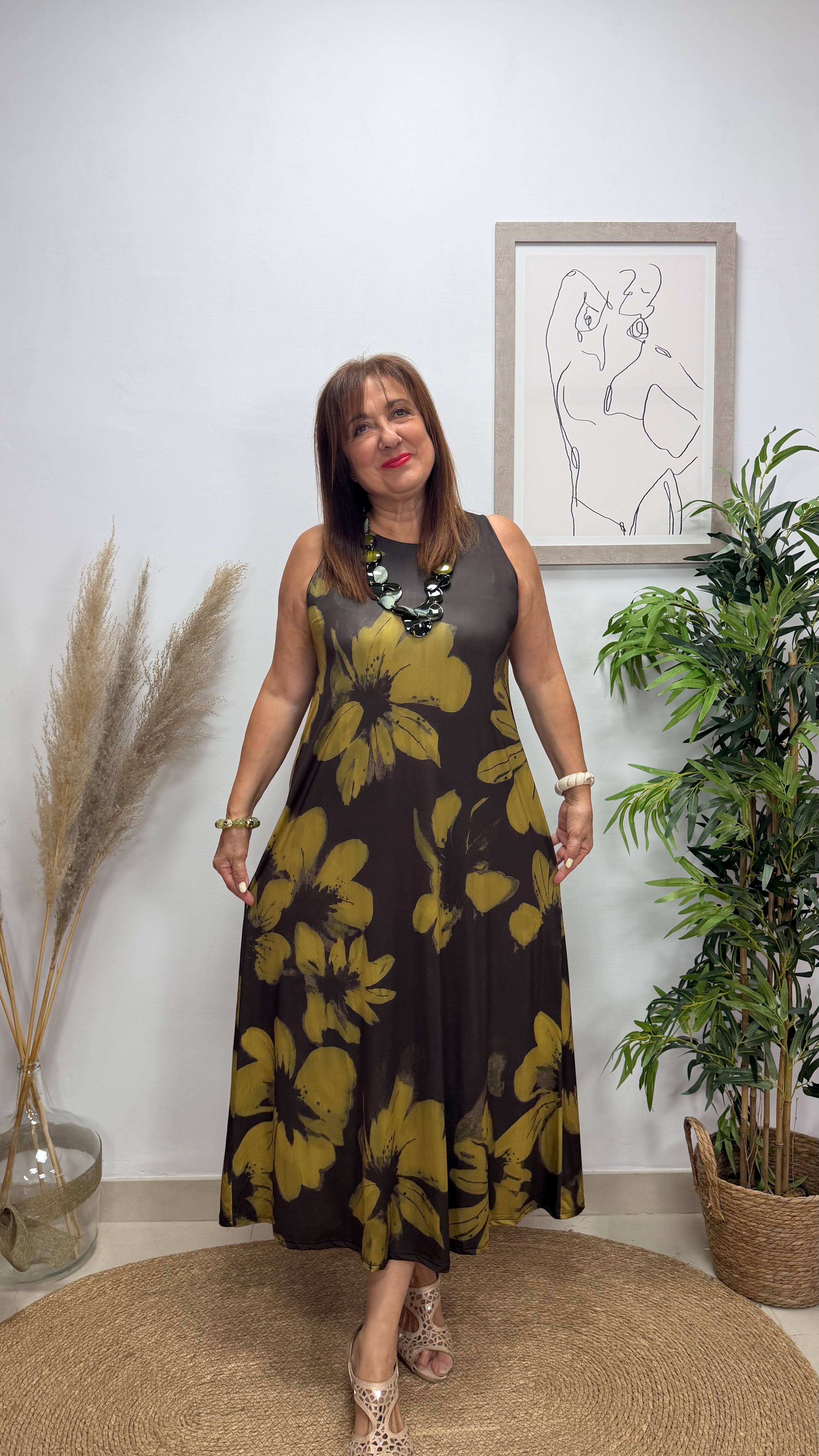 Vestido Orquídea Marrón-Lima