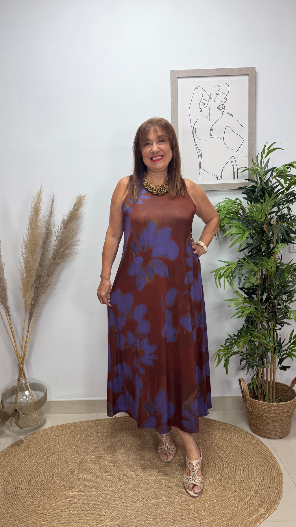 Vestido Orquídea Marrón-Tinta