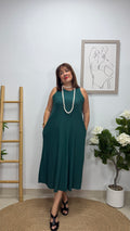 Vestido Estrella Verde Pato con bolsillo