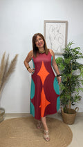 Vestido Pocker Burdeos-Aguamarina