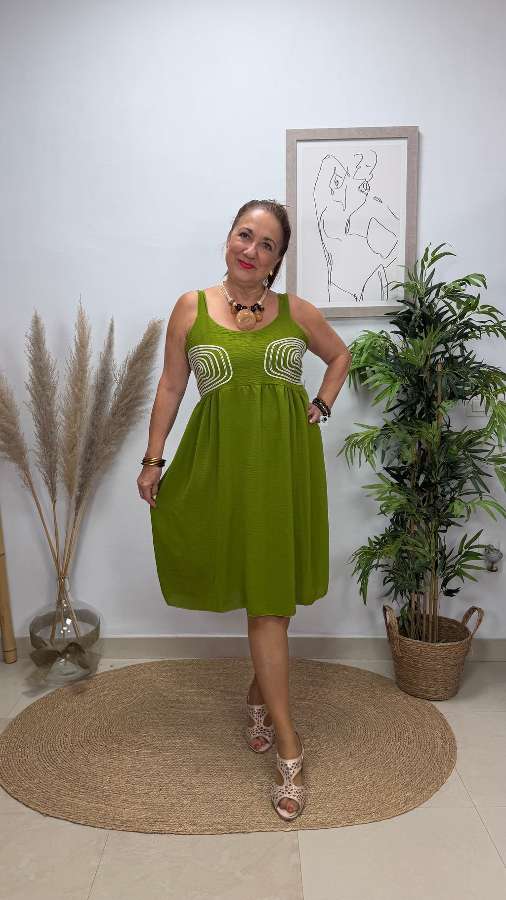 Vestido Corto Caracola Verde