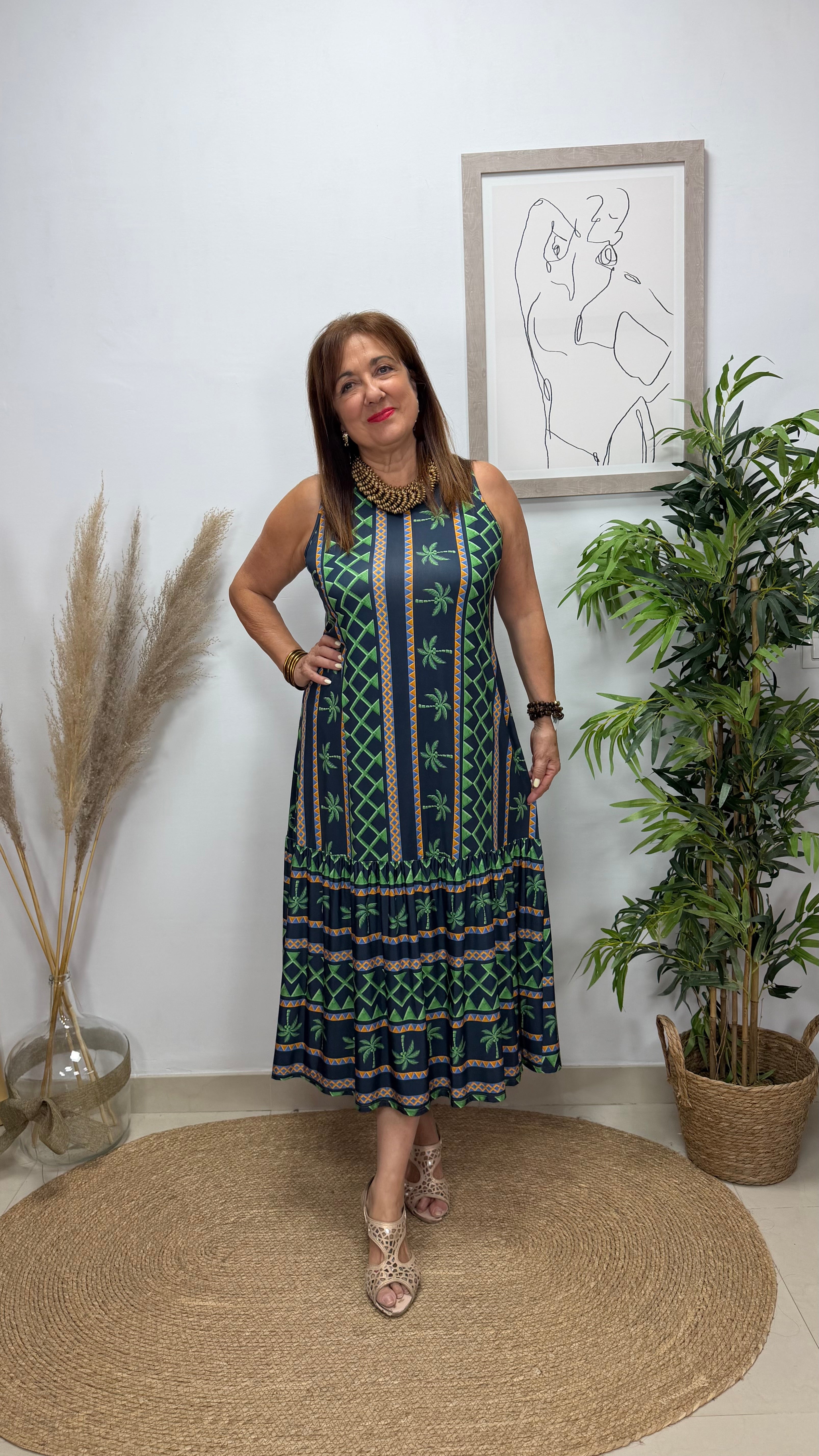Vestido Cheroqui Volante Azul
