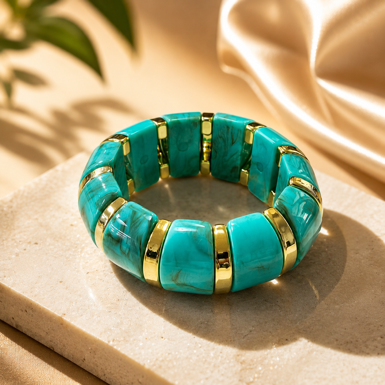 Pulsera Elástica Aguamarina