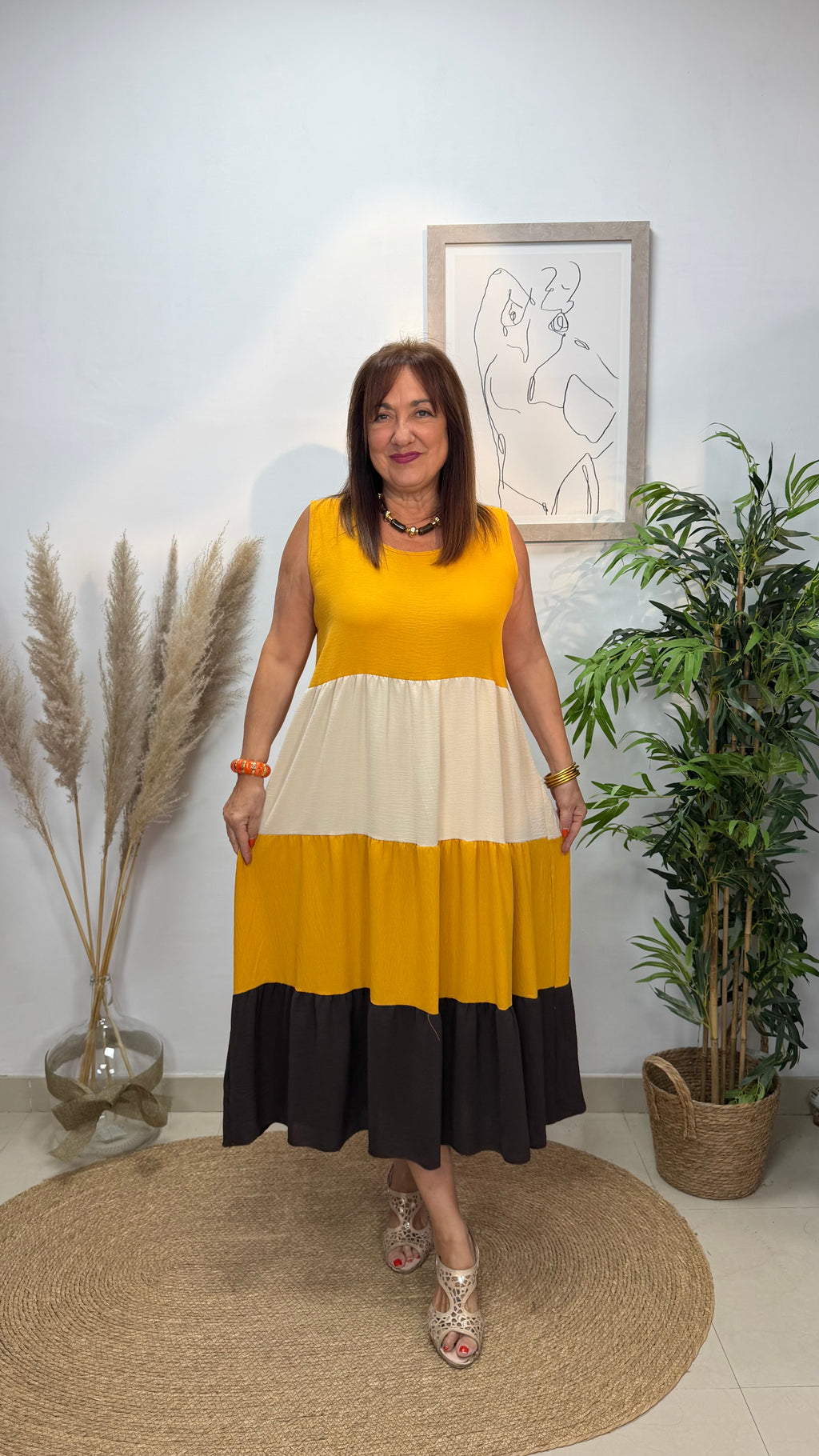 Vestido Volante Tricolor