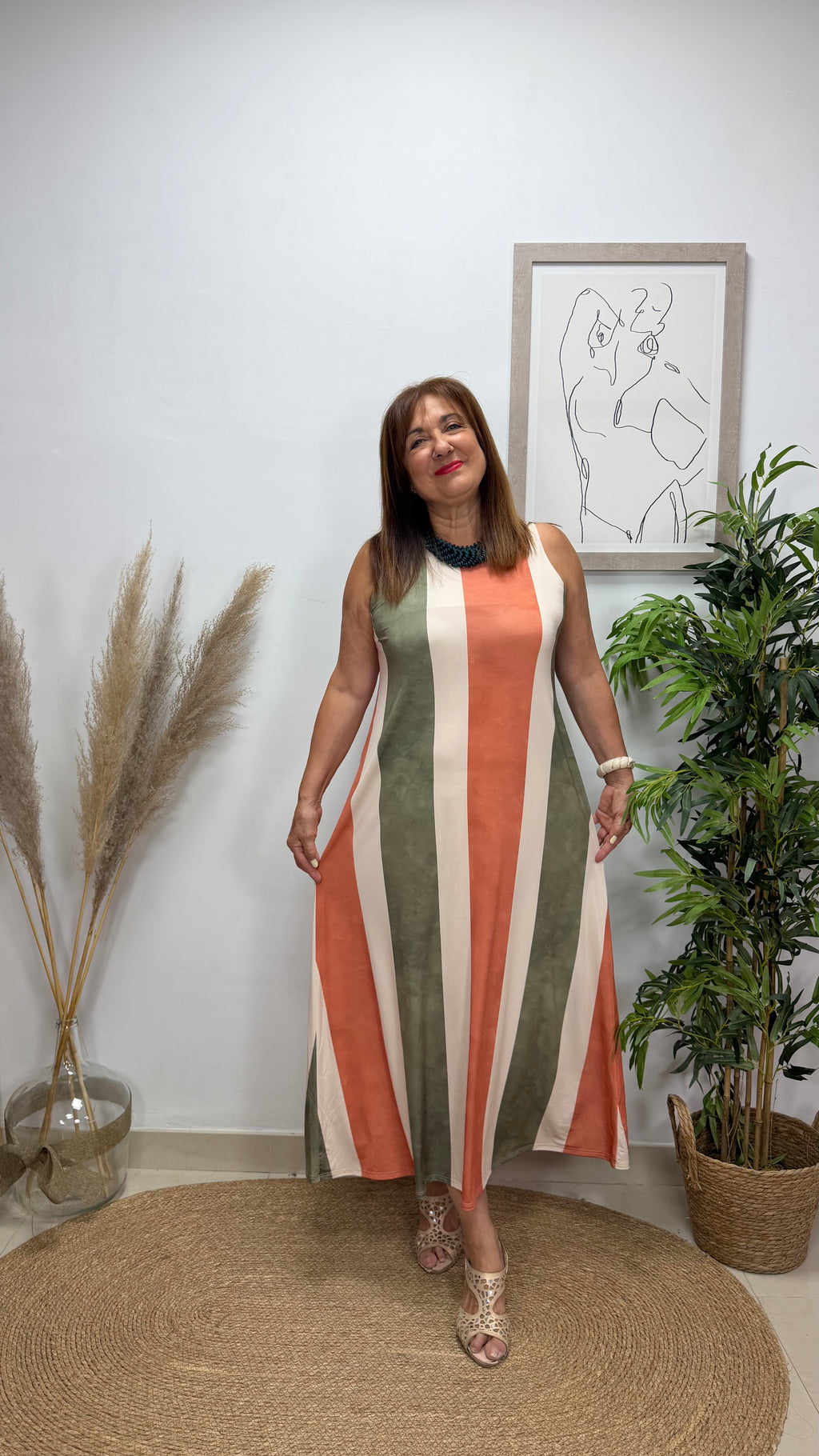 Vestido Nasha Naranja-Verde