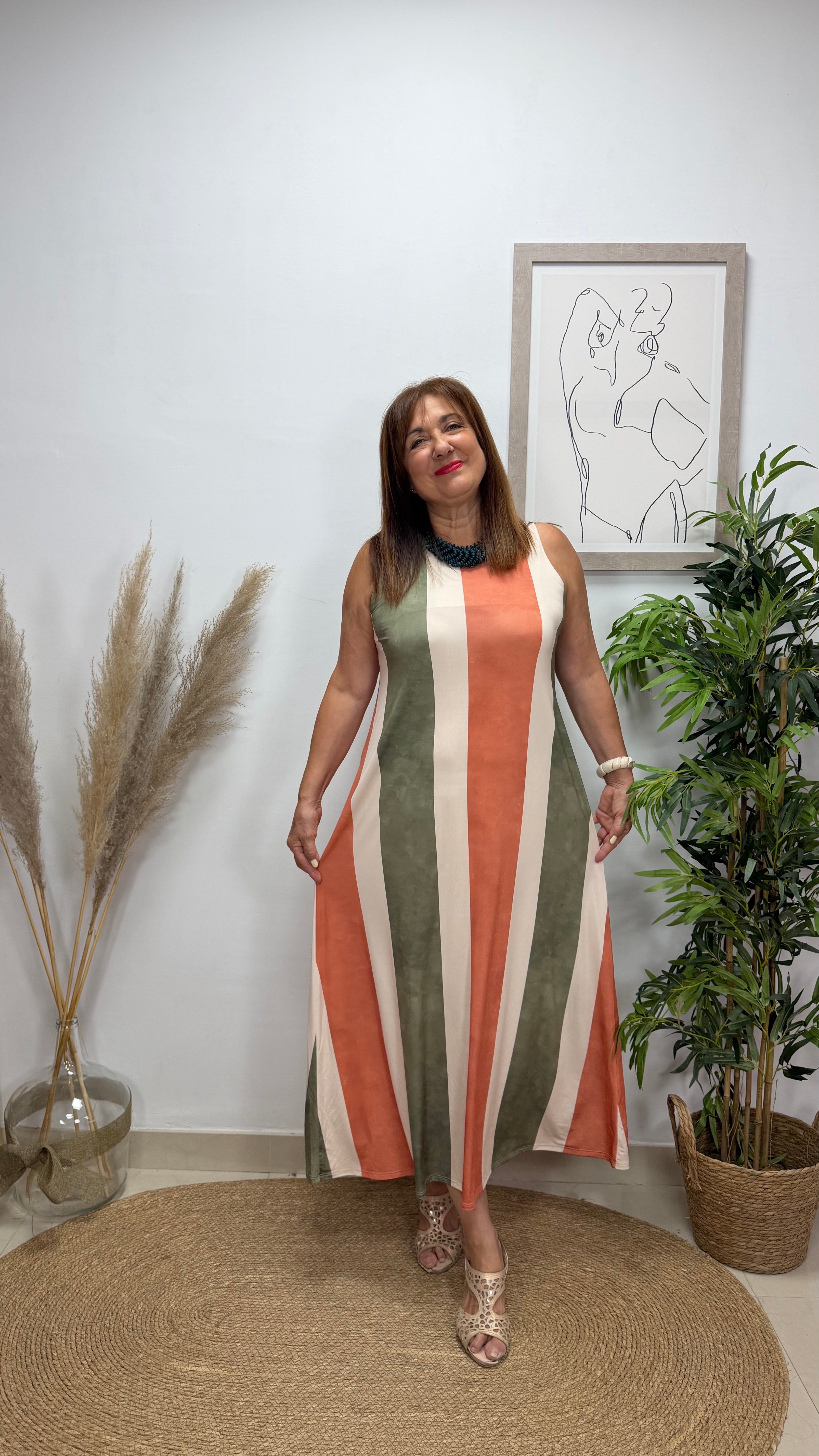 Vestido Nasha Naranja-Verde