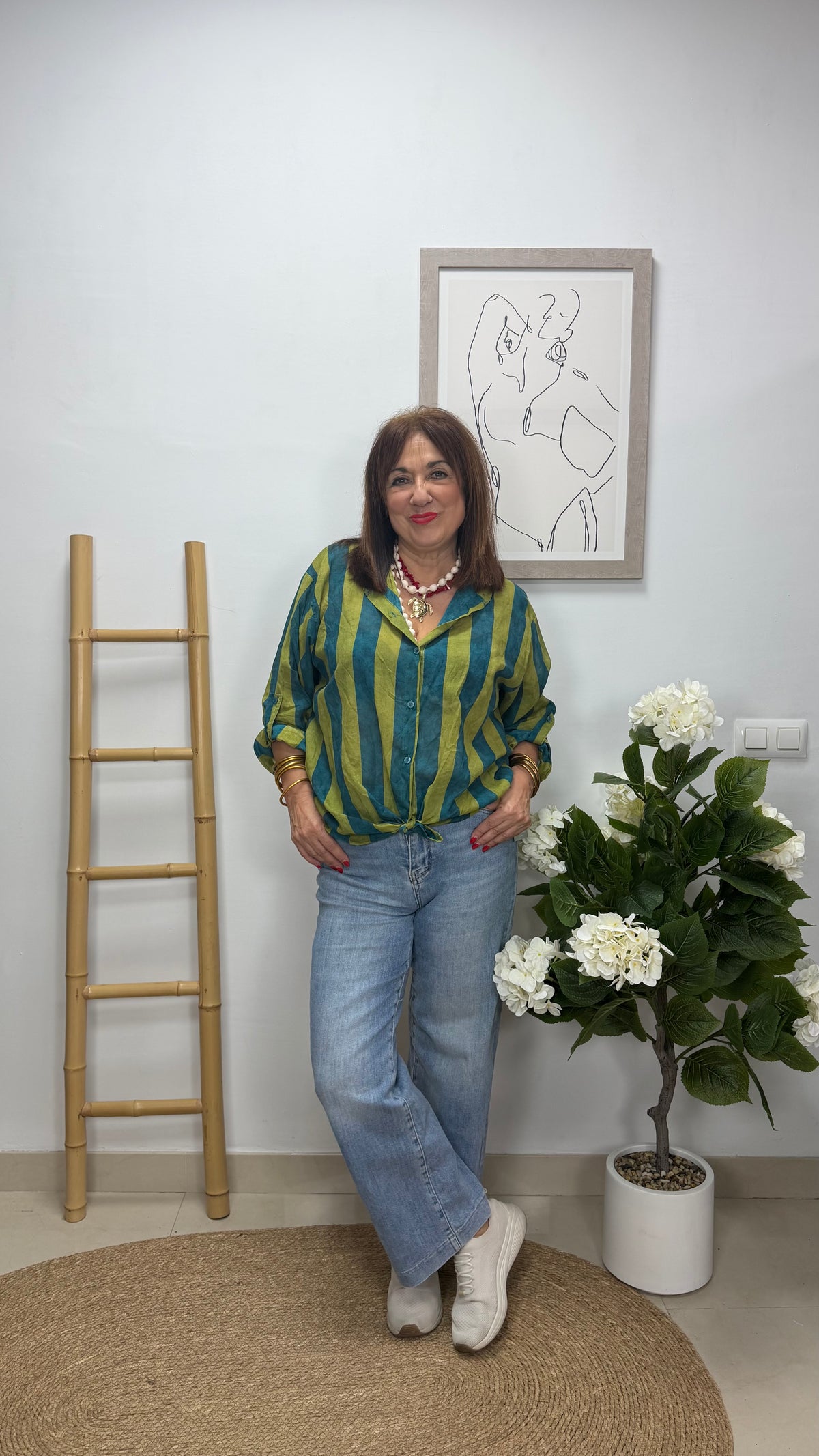 Blusa Rayas Verde-Azul