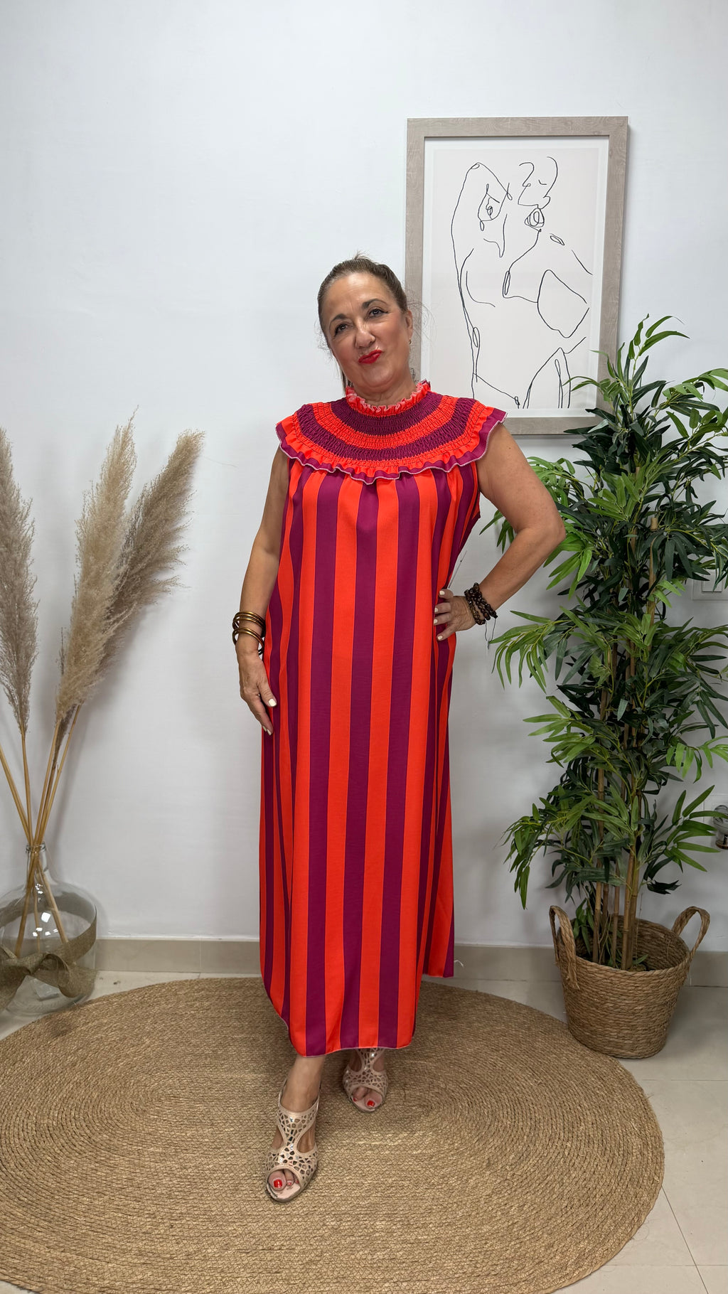 Vestido Rayas Naranja