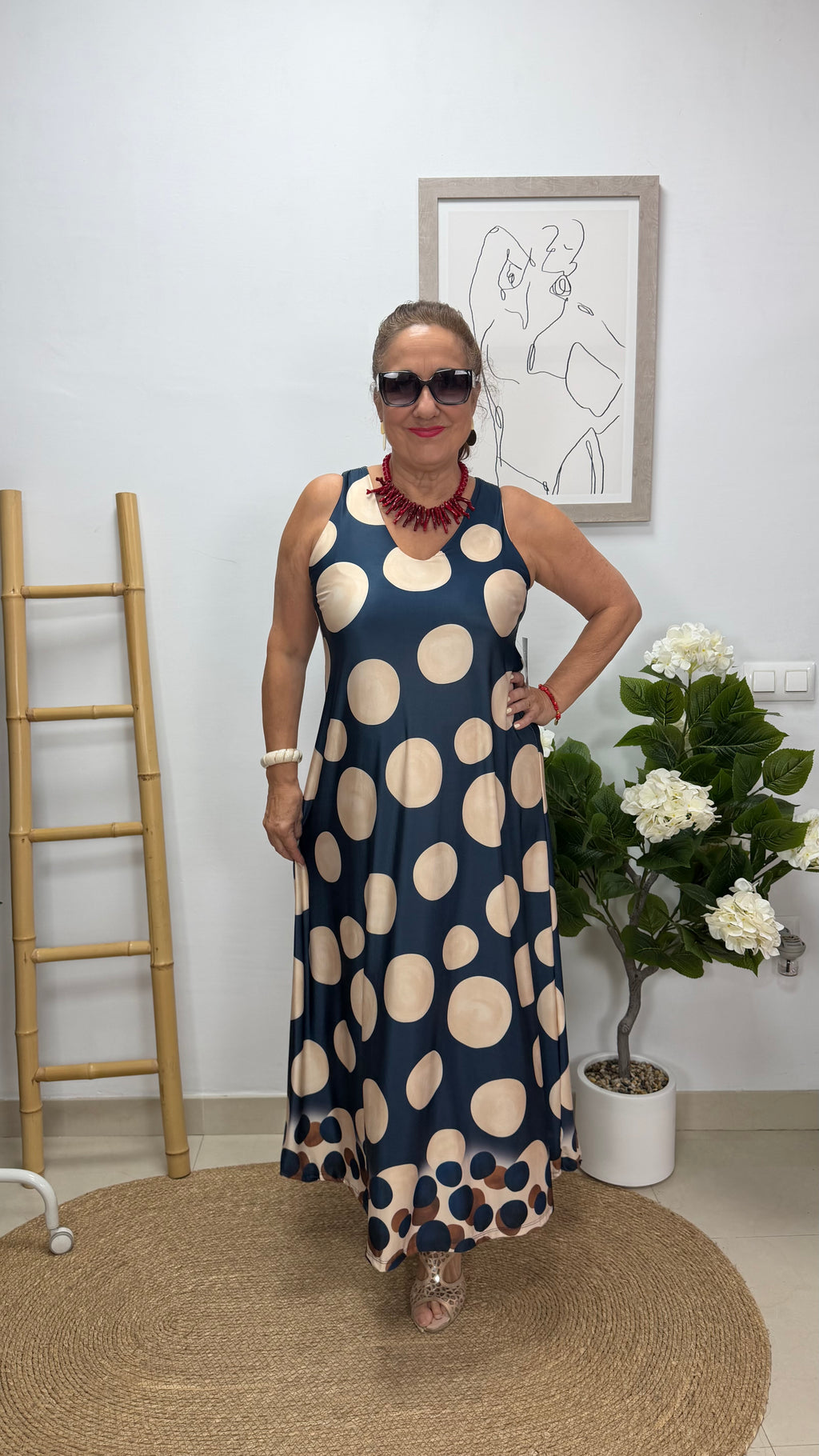 Vestido Elena Cuello Pico Azul