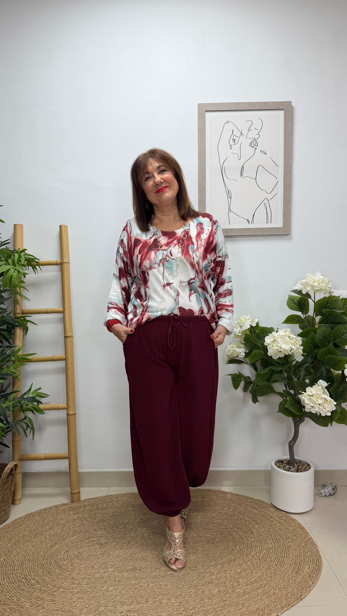 Blusa Manchas Burdeos