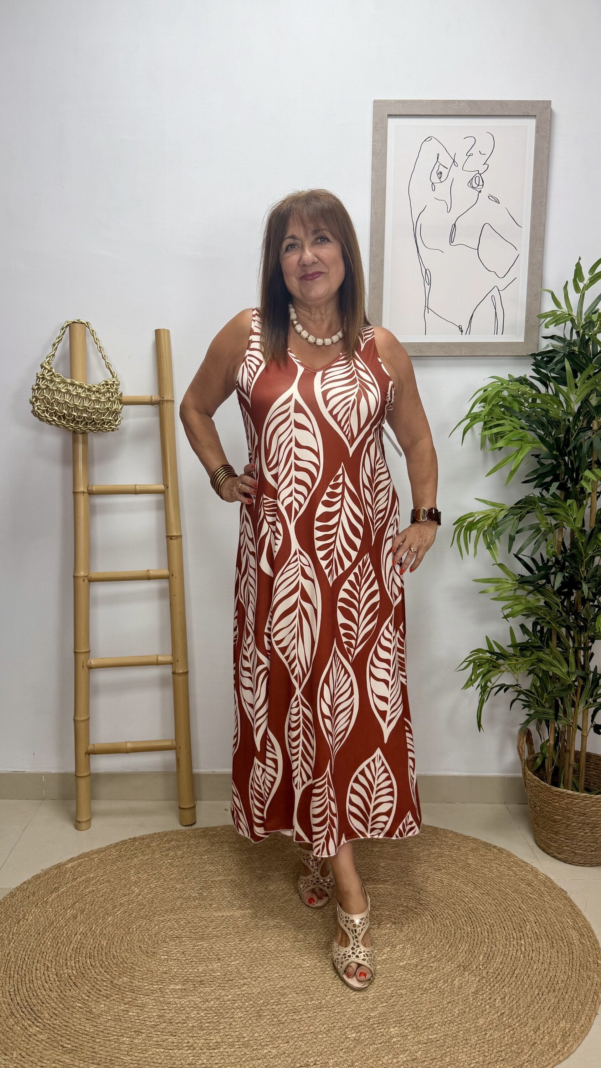 Vestido Hojas Largo