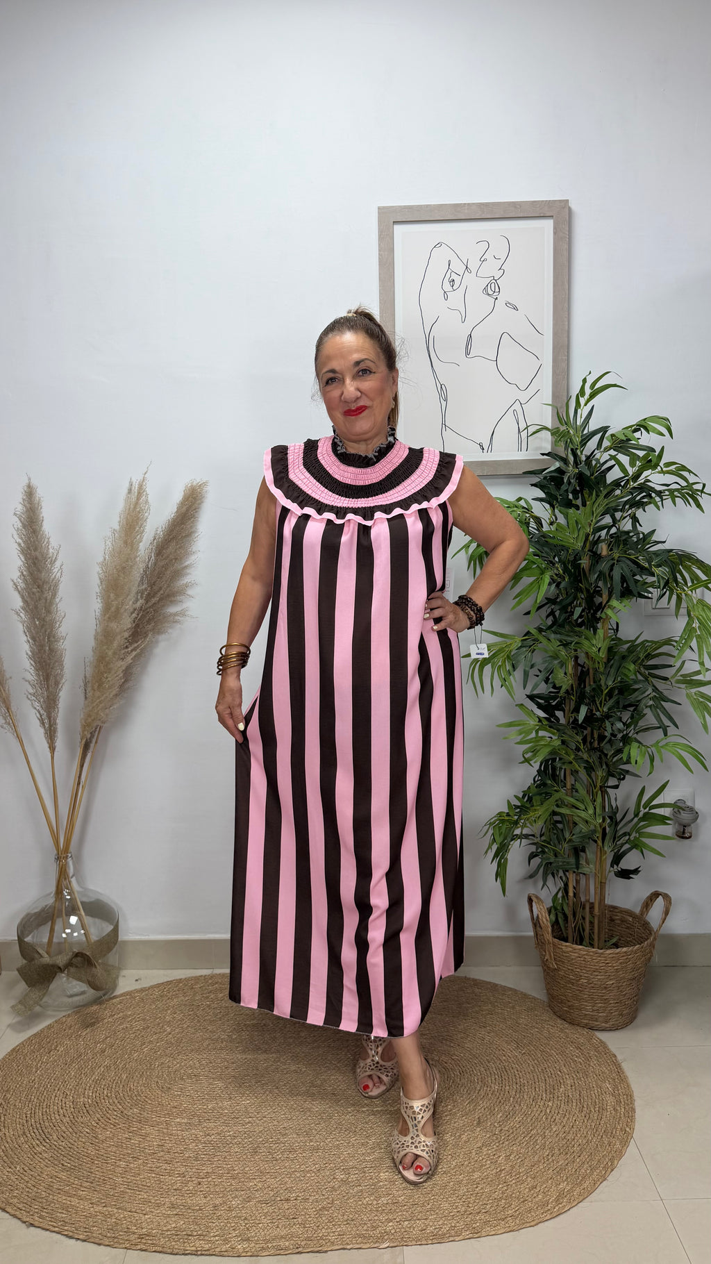 Vestido Rayas Rosa