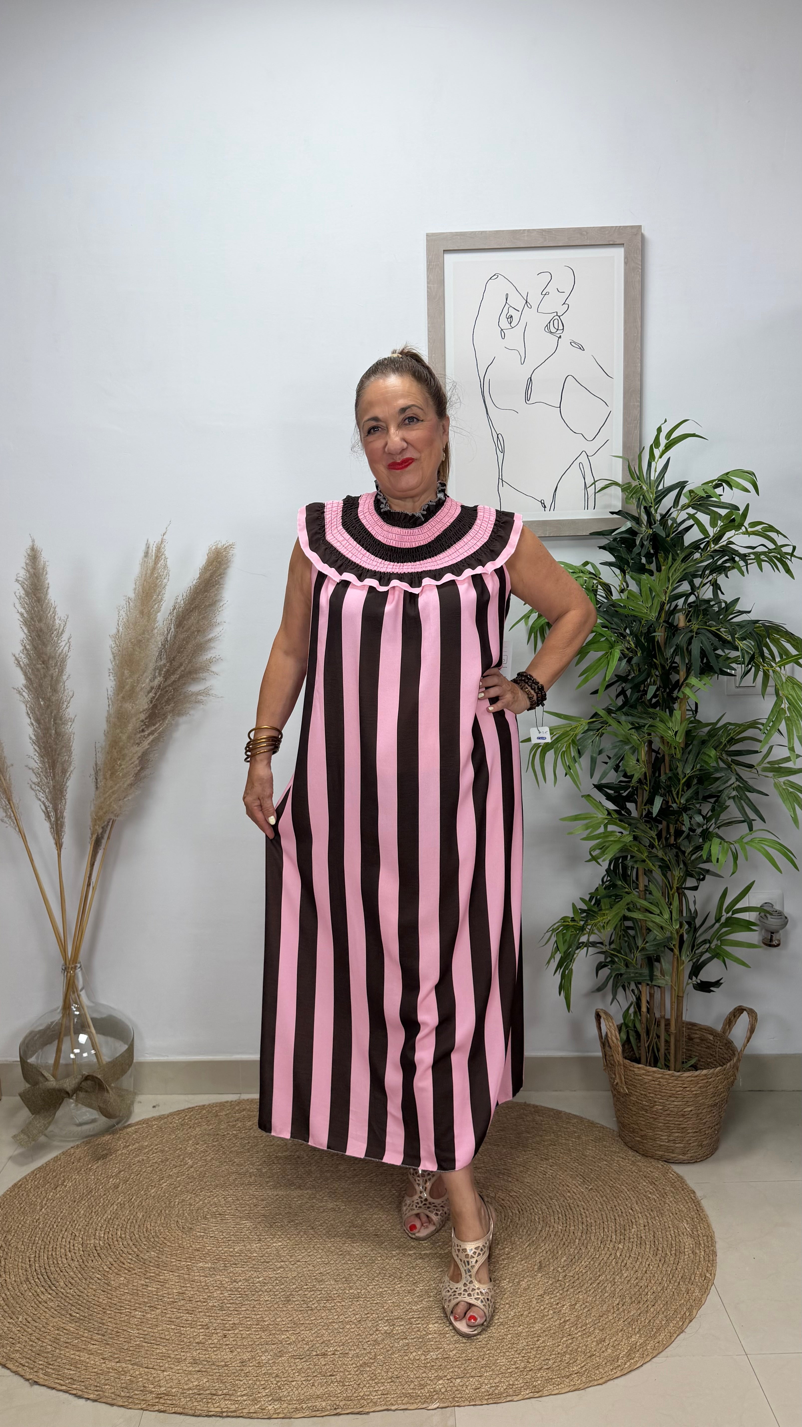 Vestido Rayas Rosa