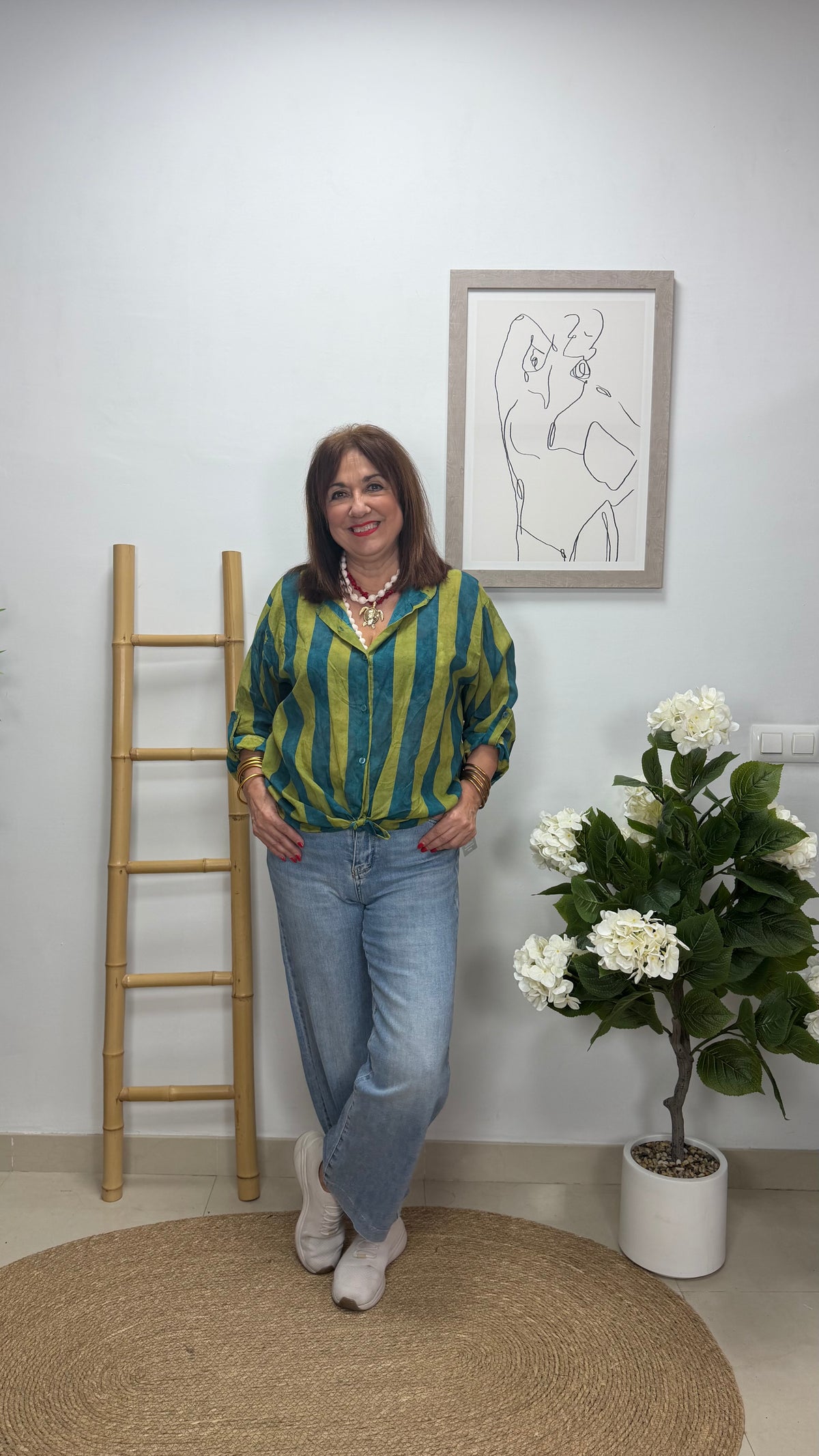 Blusa Rayas Verde-Azul