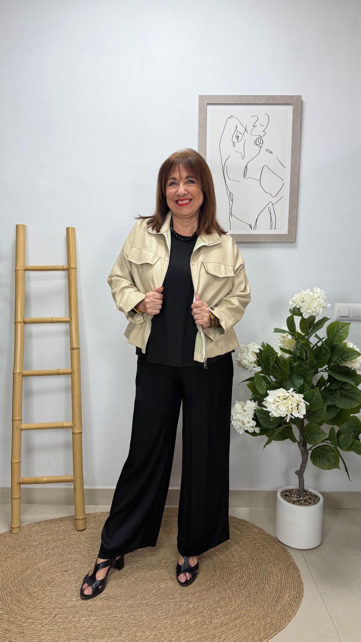 Cazadora Polipiel Beige