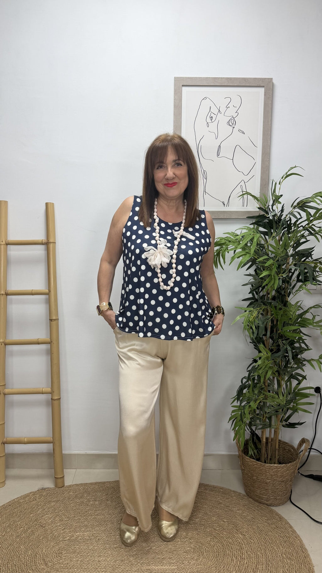 Top Azul Lunares