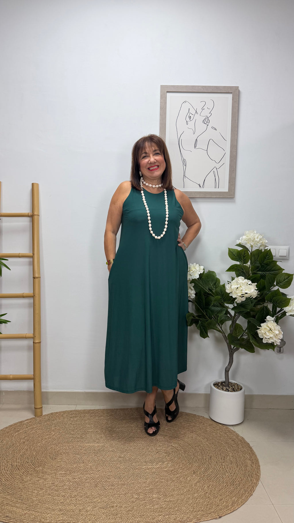 Vestido Estrella Verde Pato con bolsillo