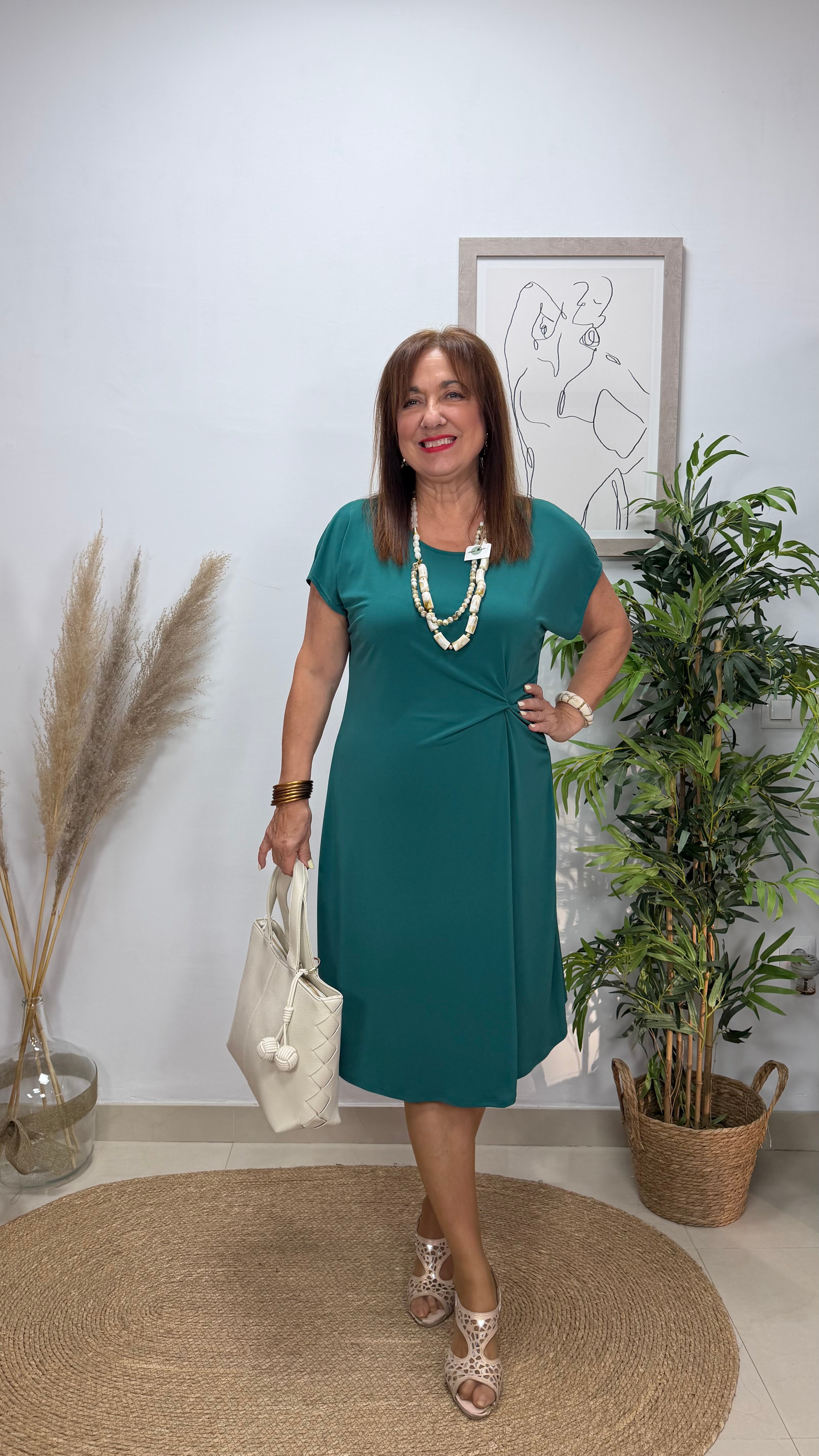 Vestido Nudo Liso Verde