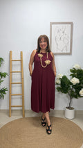 Vestido Estrella Burdeos con bolsillo