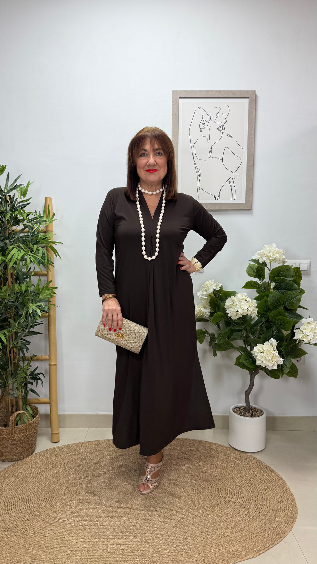Vestido Paula con Manga Marrón