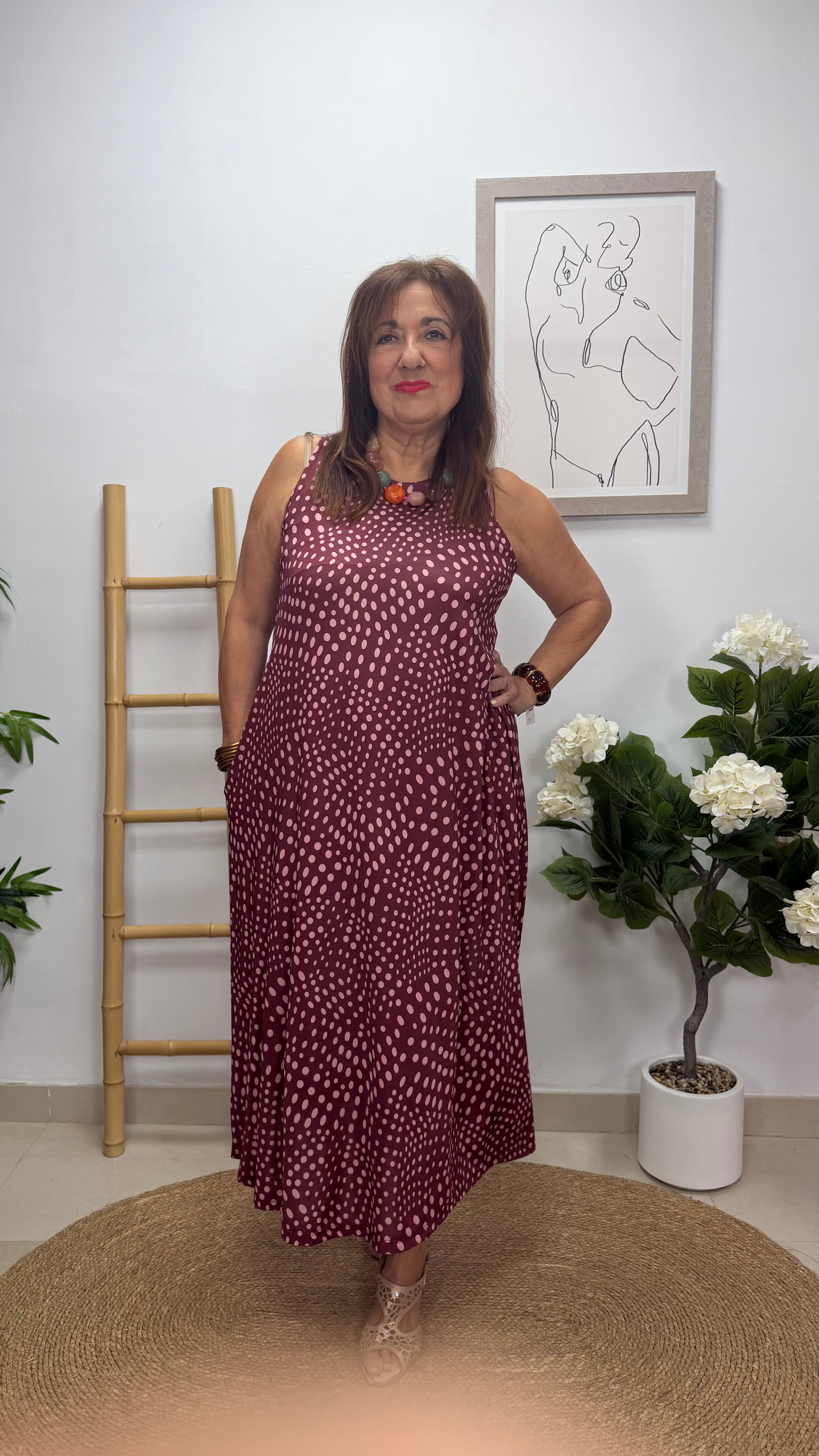 Vestido Lunar Burdeos/Rosa