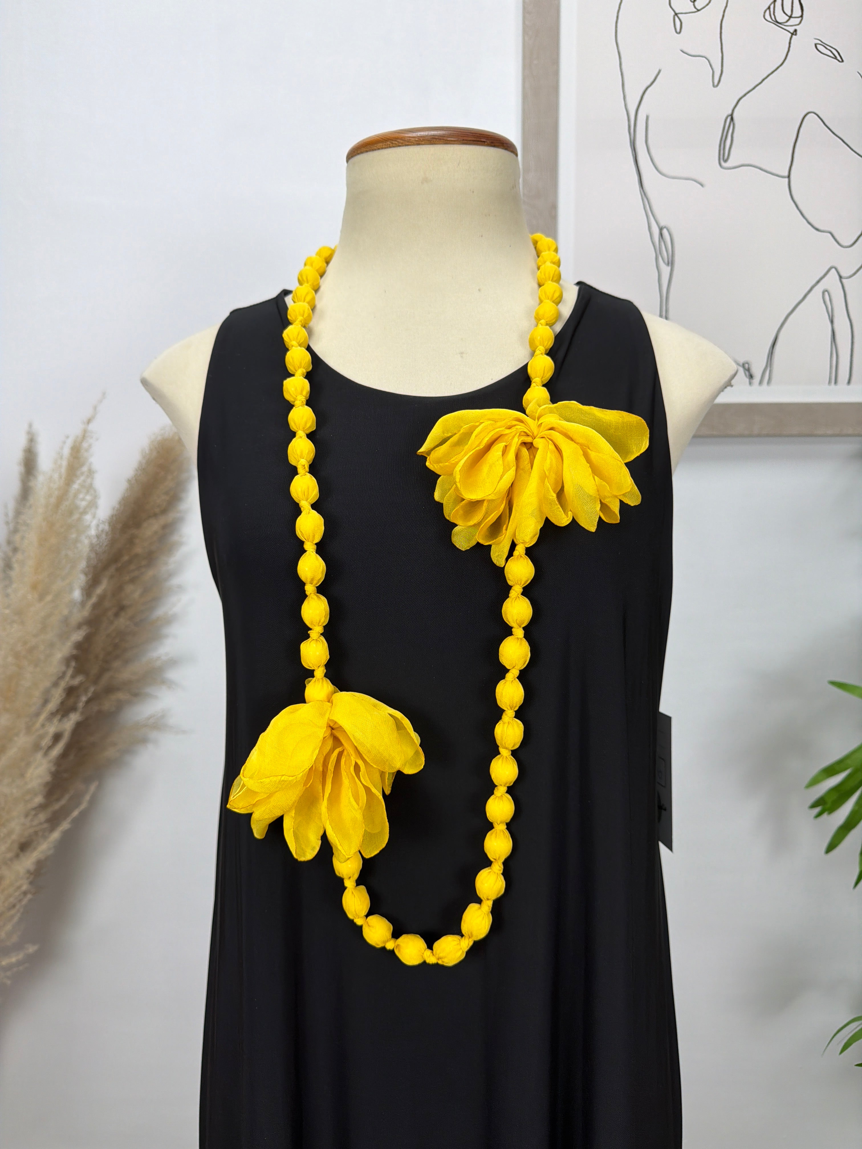 Collar Caramelo Flor Amarillo