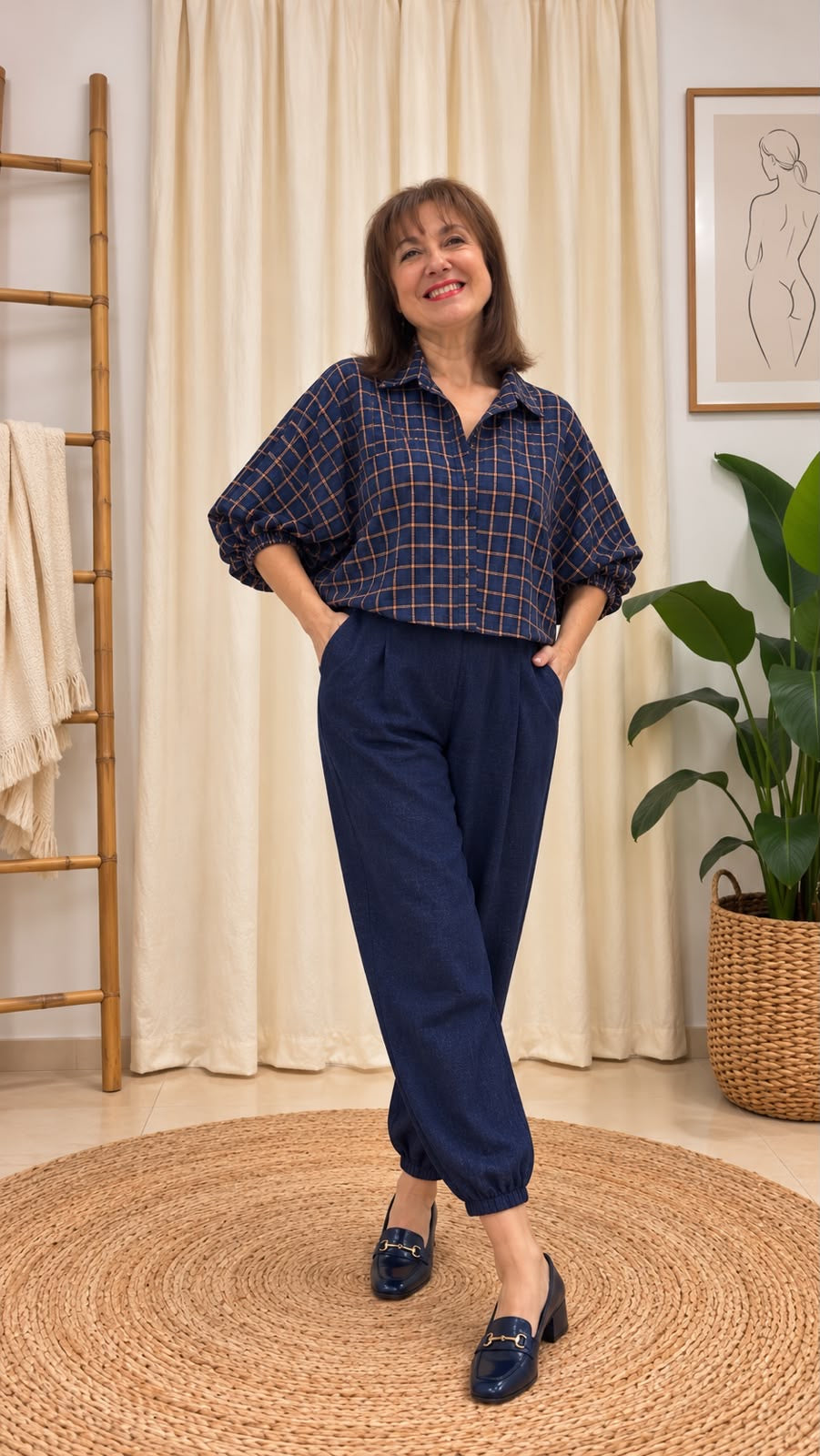 Blusa Cuadritos Azul