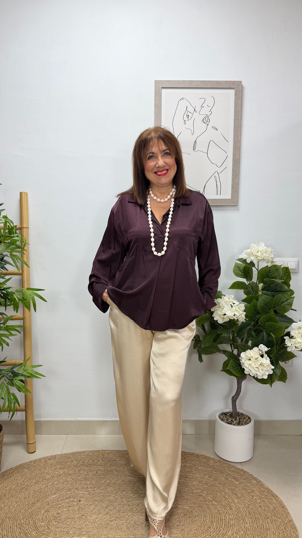 Blusa Satén Kali Berengena