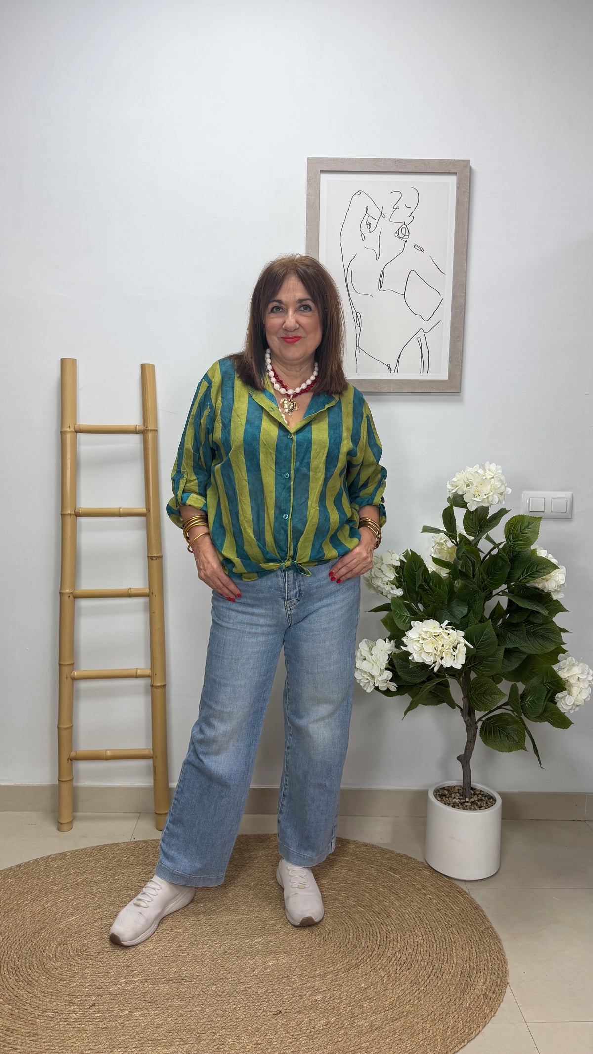 Blusa Rayas Verde-Azul