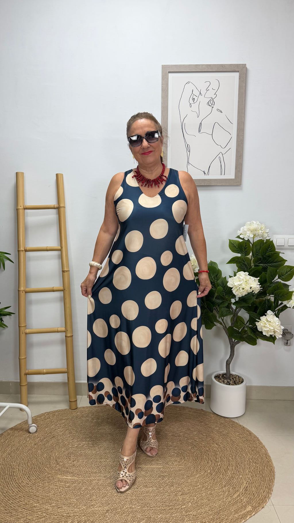 Vestido Elena Cuello Pico Azul