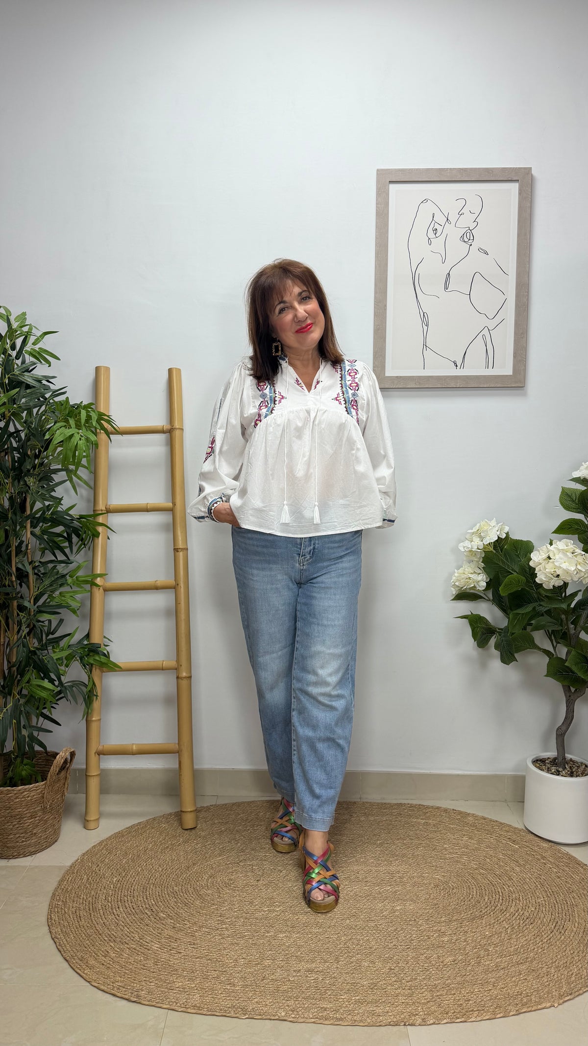 Camisa Étnica Blanco