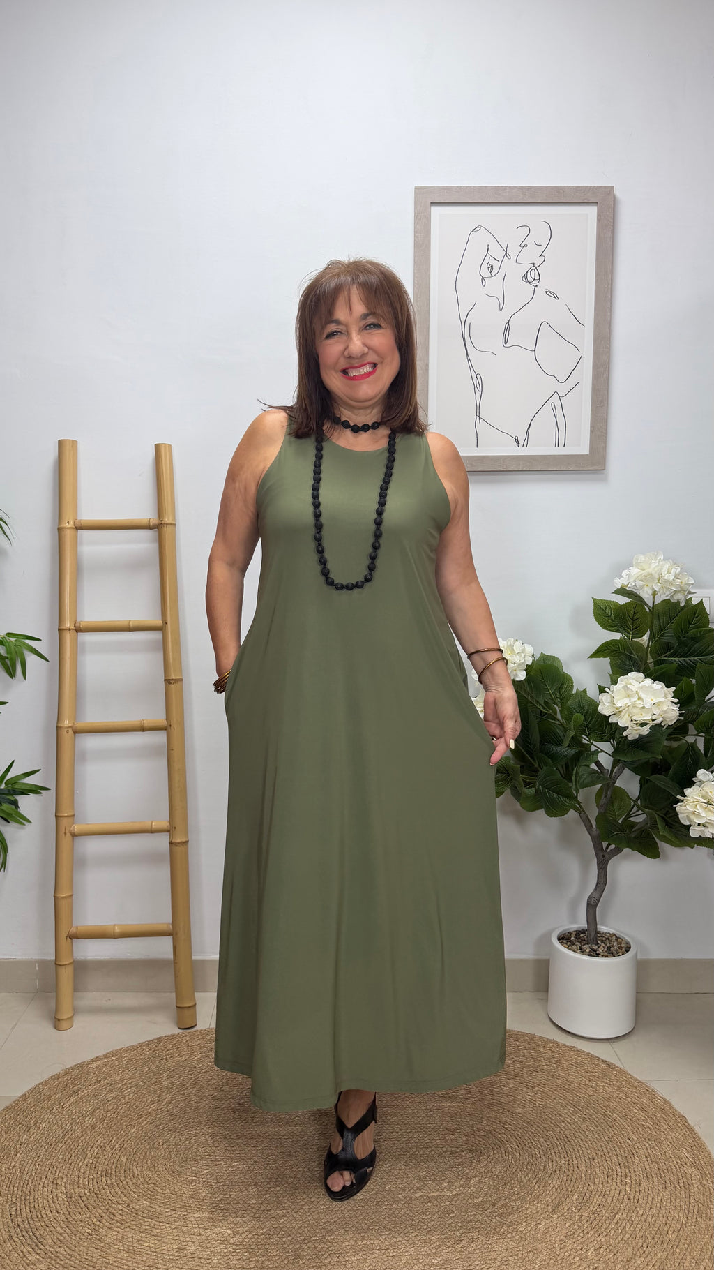 Vestido Estrella Caqui con bolsillo