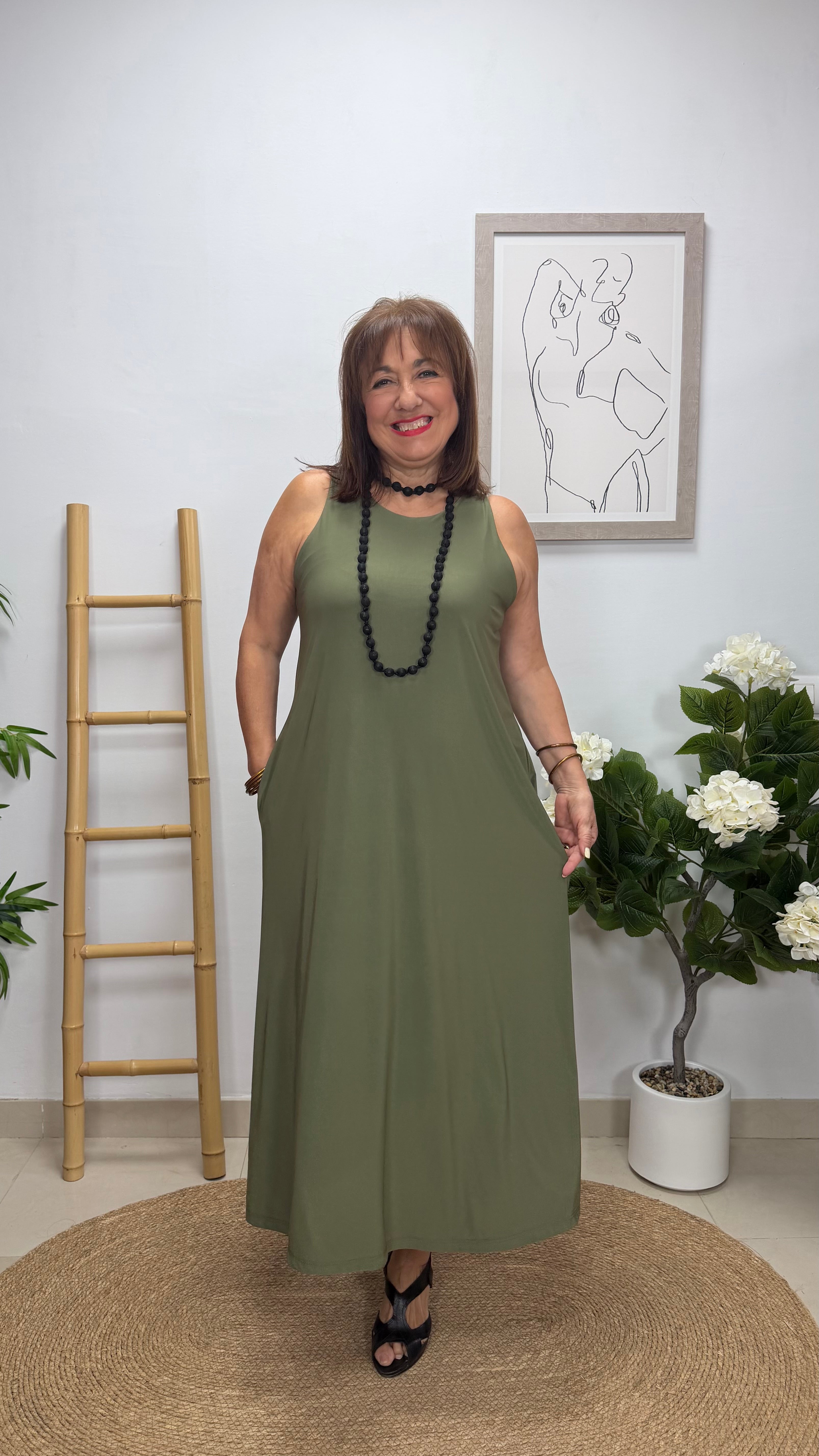 Vestido Estrella Caqui con bolsillo