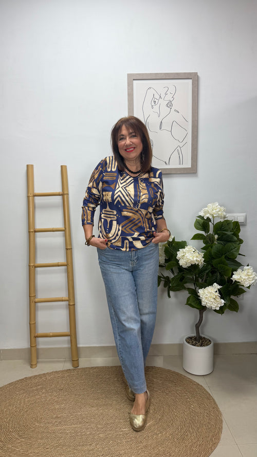 Blusa Jeroglífico Azul