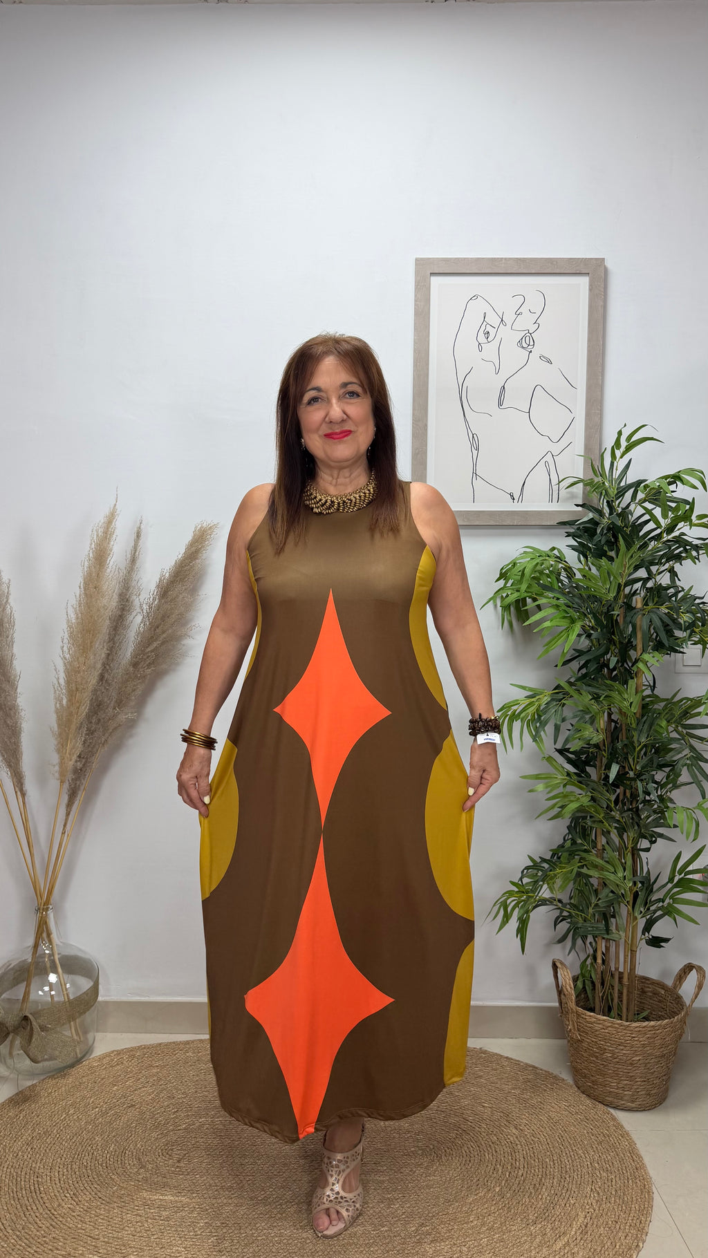 Vestido Pocker Marrón-Lima