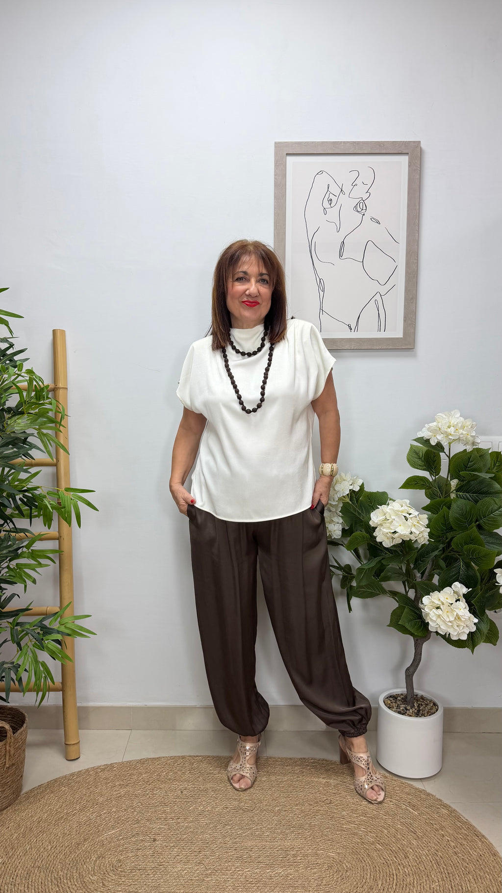 Blusa Satén Jana Marfil